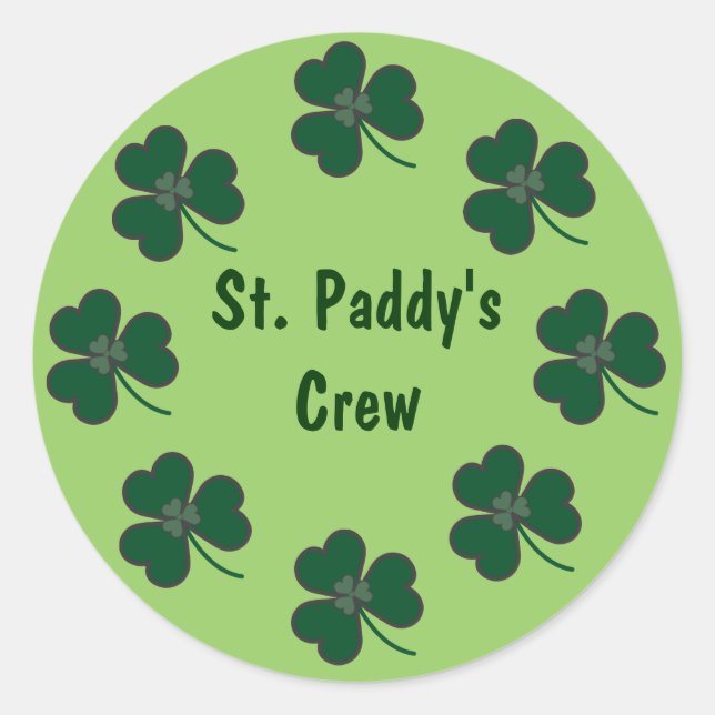 St. Paddy's Crew Shamrocks Runt Klistermärke (Framsida)