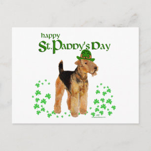 St Paddys Day Airedale Vykort