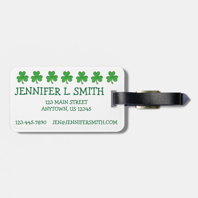 St. Paddy's Day Grönt Lucky Irish Shamrock Klöver Bagagebricka (Baksida Vågrät)