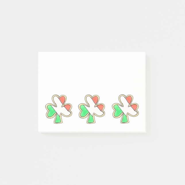 St. Paddy's Day Irish Flagga Shamrock Klöver Cooki Post-it Block (Framsida)