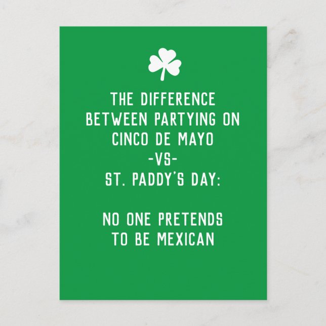 St Paddy's Day mot Cinco de Mayo Vykort (Framsida)