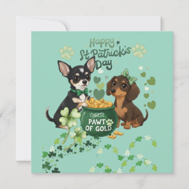 St Paddy's day "Pawt of Gold "  greeting card (Framsida)