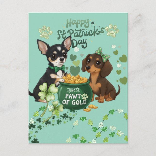 St Paddy's day "Pawt of Gold "   Vykort (Framsida)