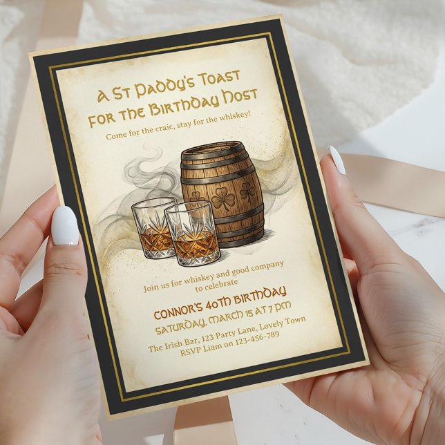 St Paddy's Toast irländsk whisky födelsedag  Inbjudningar (St Patrick's Birthday Celebration Invitation)