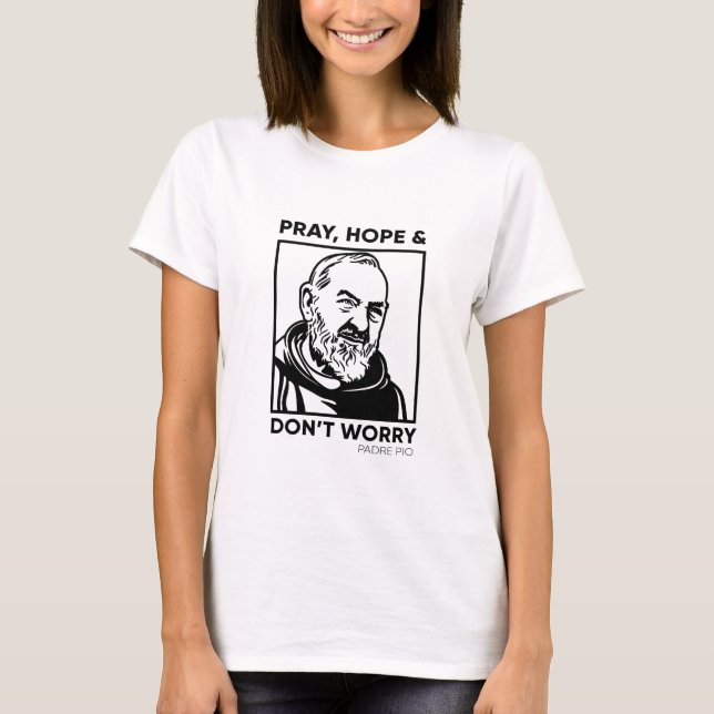 St. Padre Pio Catholic T-Shirt Christian Tee (Framsida)