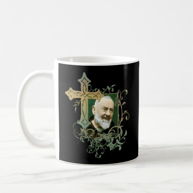 St Padre Pio-katolska Saints Prayer Kor Kaffemugg (Vänster)