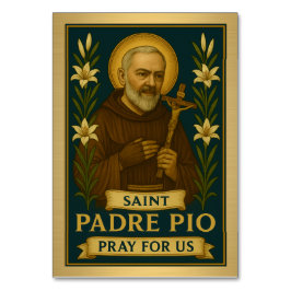 St. Padre Pio-katolskt Bröllop-Bord-kort Bordsnummer