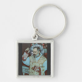 St. Padre Pio of Pietrelcina The Seraphic Priest Fyrkantig Silverfärgad Nyckelring