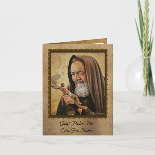 St. Padre Pio Prayer Card med offerter Kort (Framsida)