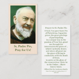 St. Padre Pio Prayer-kort