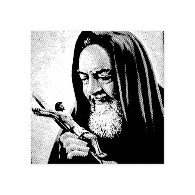 St. Padre Pio Priest-Crucifixen Stämpel (Tryck)