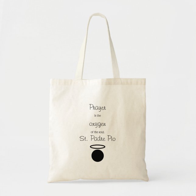 St. Padre Pio Quote Tote Bag Tygkasse (Framsidan)
