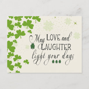 St Partick's Day Irish Bluting Grönt Shamrocks Vykort