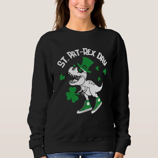 St Pat Rex Day Dinosaur Lucky Shamrock St Patrick' T Shirt (Framsida)