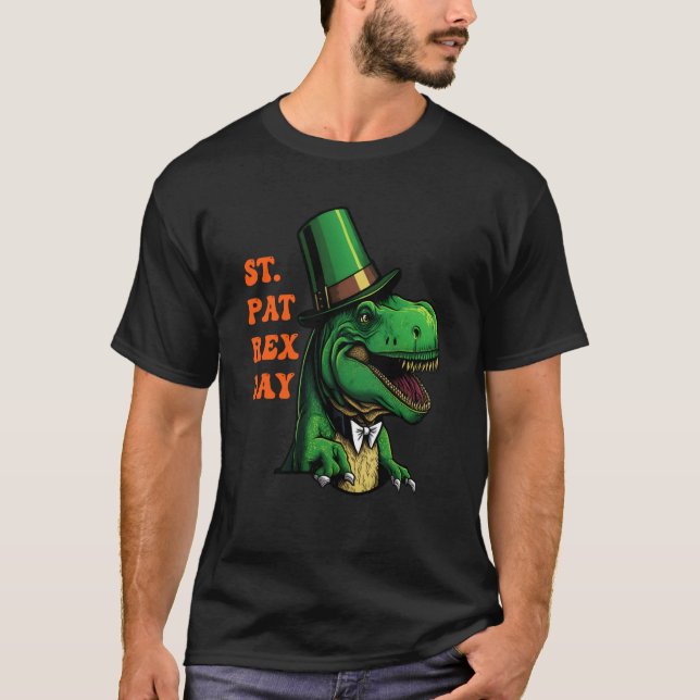 St Pat-Rex Day Happy St Patricks Day T-Rex Leprech T Shirt (Framsida)