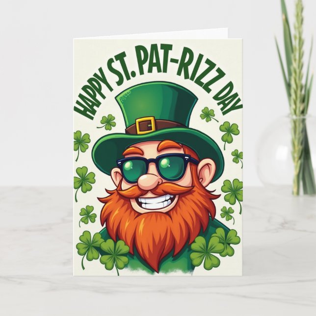 St Pat Rizz-dagen kul tomte kort (Framsida)