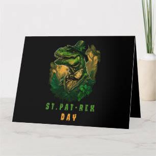 St Pat Trex Dag Tomte Dinosaurie Dino Glad St Kort