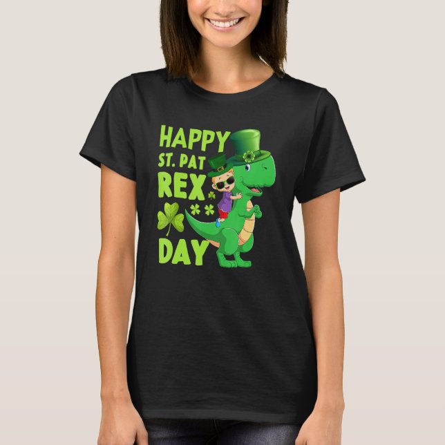 St Pat Trex Dino Dino St patricks day T Rex T Shirt (Framsida)