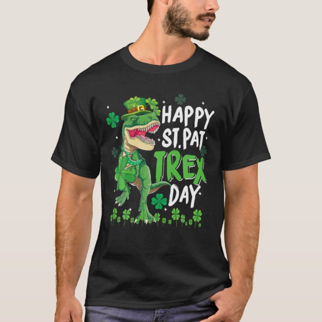 St Pat Trex T Rex St patrick's day Dinosaur T Shirt (Framsida)
