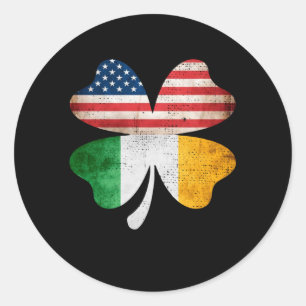 St Patrick American Flagga Irish Flagga Klöver Runt Klistermärke