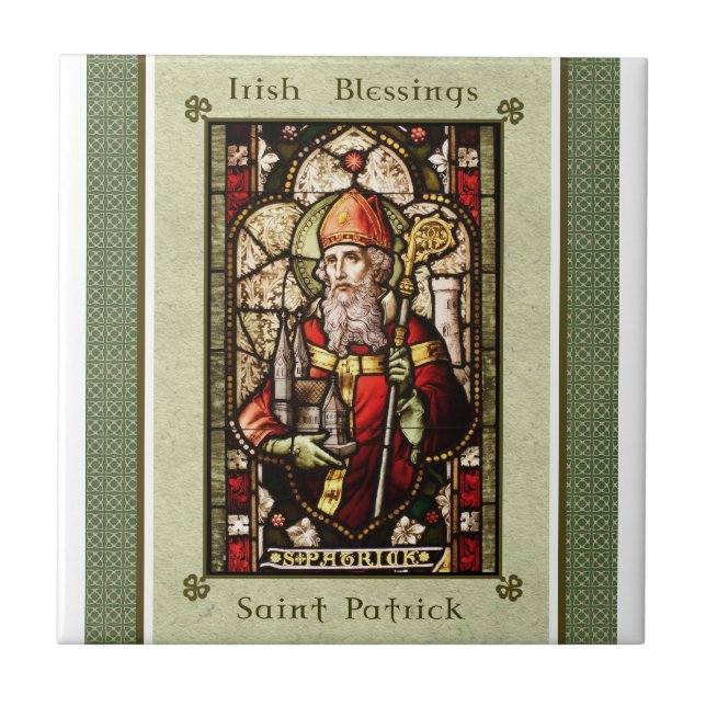 St. Patrick | Art Tile för konstdagen för St. Patr Kakelplatta (Framsidan)