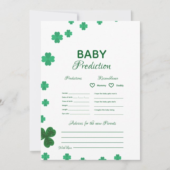 St Patrick Baby gissar spel baby shower spel (Framsida)