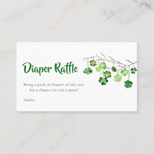 St. Patrick Baby Shower Diaper Raffle Visitkort (Framsida)