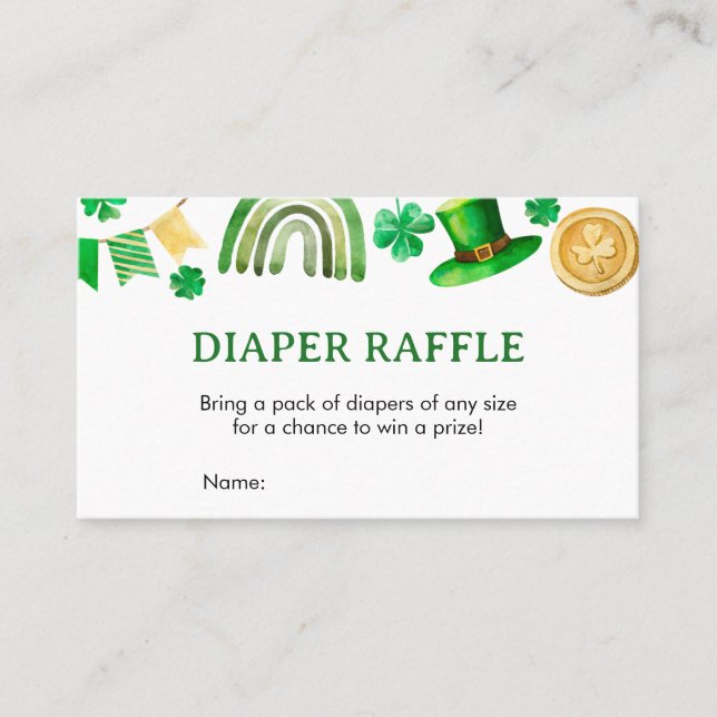 St. Patrick Baby Shower Diaper Raffle Visitkort (Framsida)