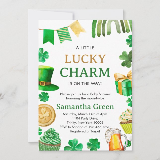 St. Patrick Baby Shower-inbjudan Inbjudningar (Framsida)