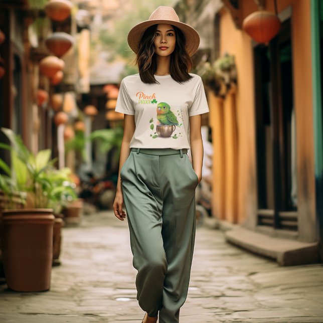 St Patrick Birdie Grönt Parrot Pinch Proof T Shirt (Skapare uppladdad)