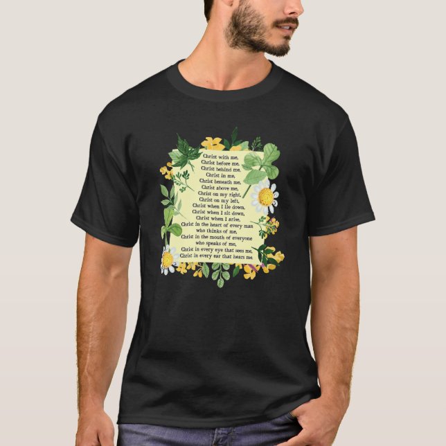 St Patrick Bröstplåt Bön Patrick's Day Katolsk T Shirt (Framsida)