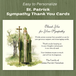 St. Patrick Catholic Irish Sympathy Condolence Tack Kort