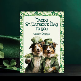 St. Patrick Cheerful Irish Tassar Duo Hund Julkort