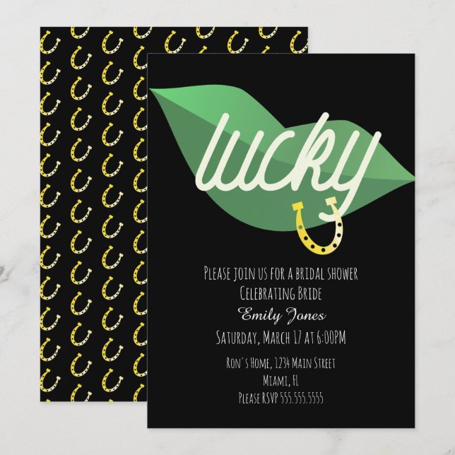 St Patrick Dag Bröllopsdusch Läppinbjudan Inbjudningar (Fram/baksida)