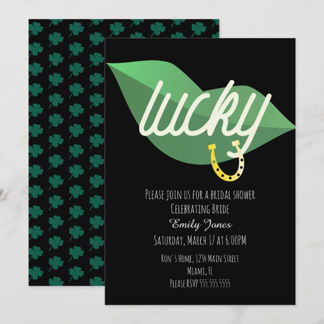 St Patrick Dag Bröllopsduschfirande Inbjudningar (Fram/baksida)