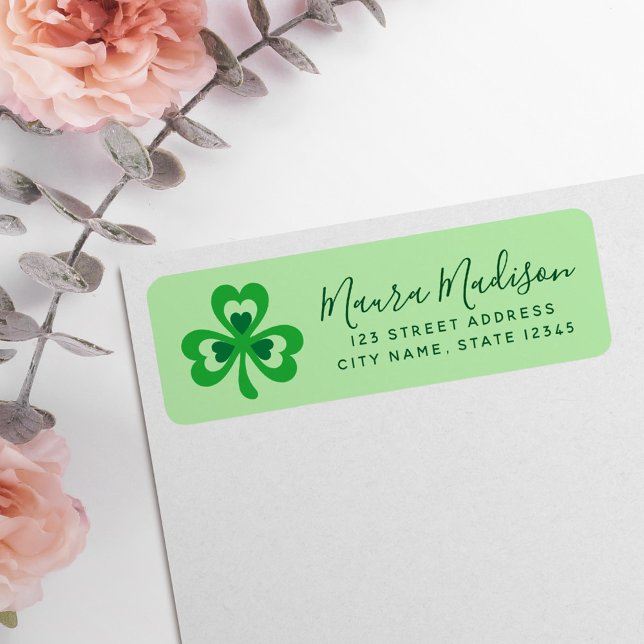 St. Patrick dag grönt klöver löv returadress Returadress Etikett (Skapare uppladdad)