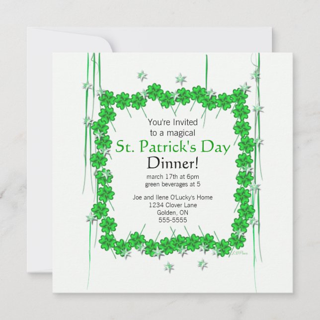St. Patrick-dagen 4-Löv Klöver och Stars Inbjudningar (Framsida)