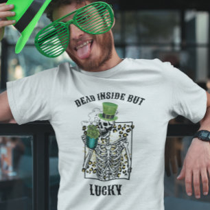St. Patrick-dagen Dead Inside men Lucky Skeleton T Shirt