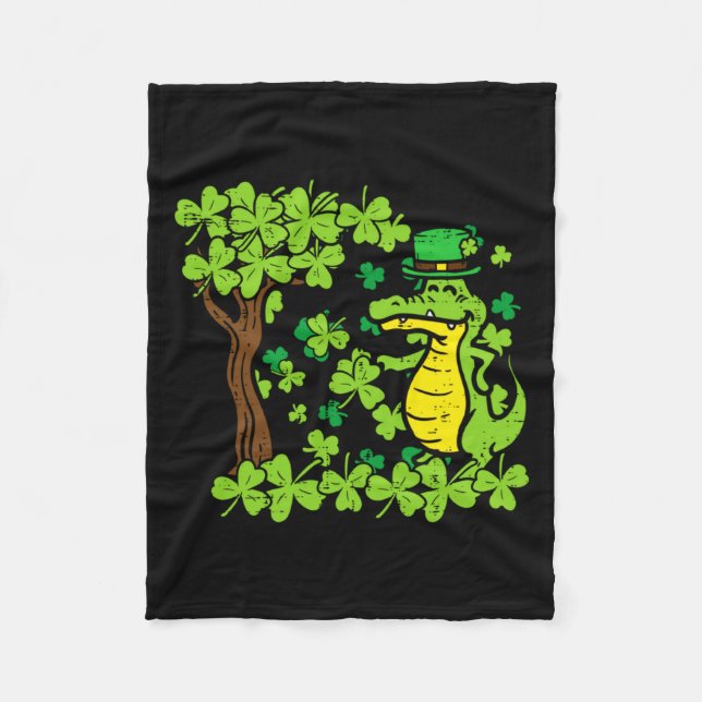 St Patrick Day Alligator Shamrock Saint Pattys Män Fleecefilt (Framsidan)