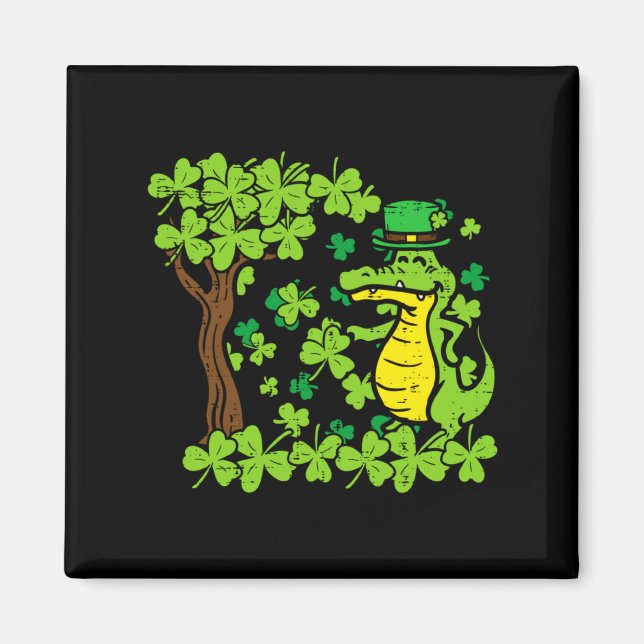 St Patrick Day Alligator Shamrock Saint Pattys Män Magnet (Framsidan)