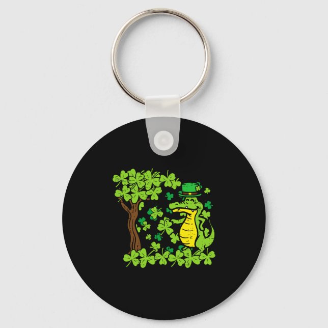 St Patrick Day Alligator Shamrock Saint Pattys Män Nyckelring (Framsida)