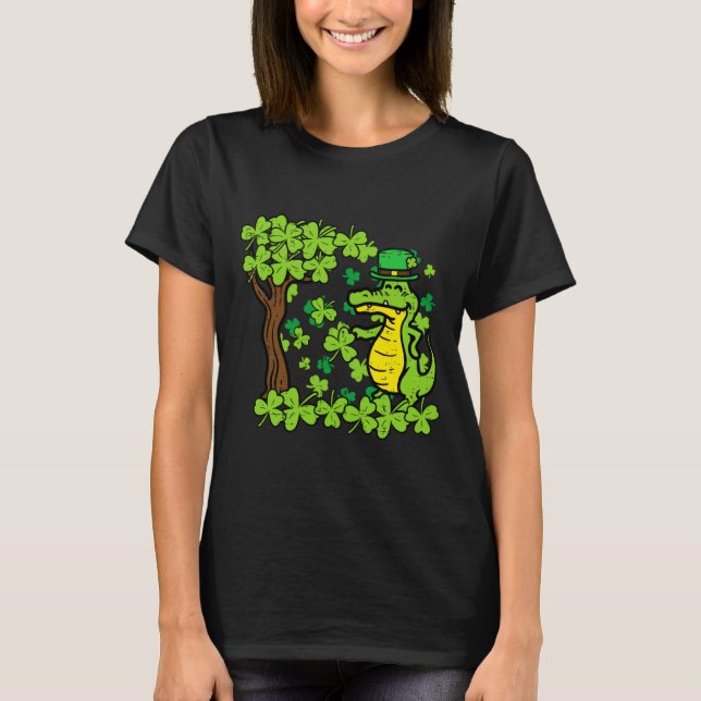St Patrick Day Alligator Shamrock Saint Pattys Män T Shirt (Framsida)