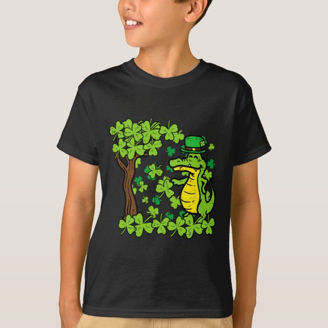 St Patrick Day Alligator Shamrock Saint Pattys Män T Shirt (Framsida)