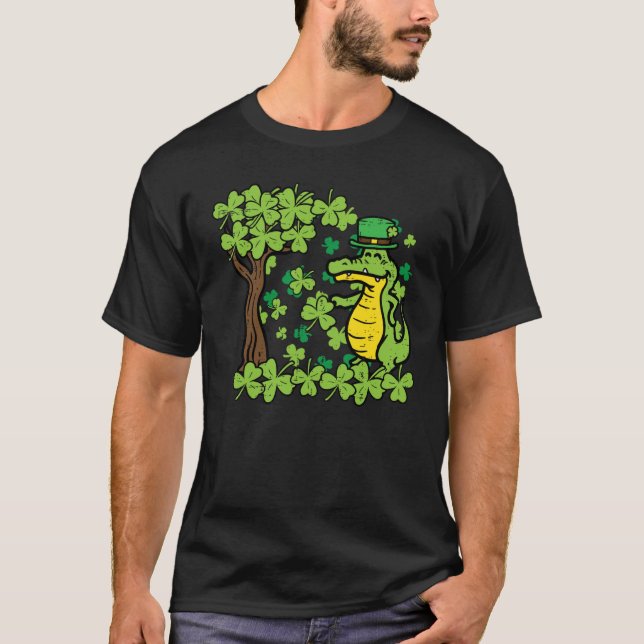 St Patrick Day Alligator Shamrock Saint Pattys Men T Shirt (Framsida)