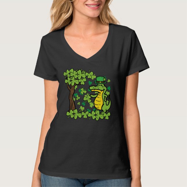 St Patrick Day Alligator Shamrock Saint Pattys Men T Shirt (Framsida)