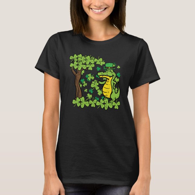 St Patrick Day Alligator Shamrock Saint Pattys Men T Shirt (Framsida)