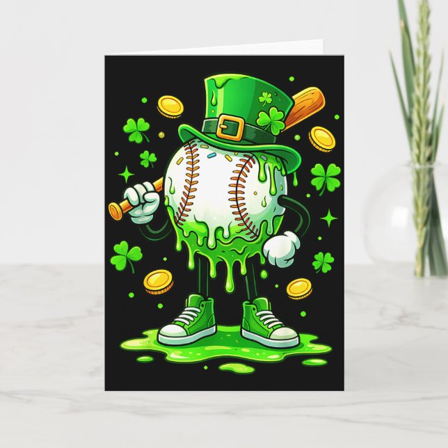 St Patrick Day Baseball Drip Glass Ice Cream Baseb Kort (Framsida)
