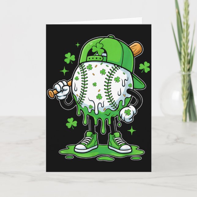 St Patrick Day Baseball Drip Glass Ice Cream Baseb Kort (Framsida)