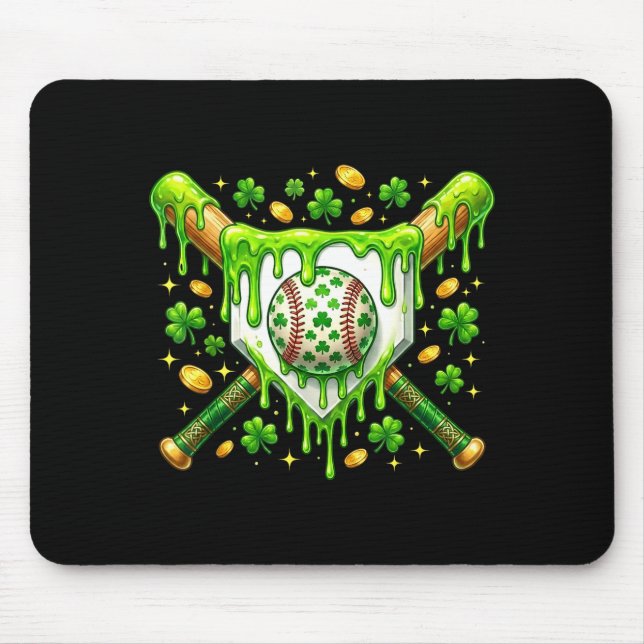 St Patrick Day Baseball Drip Glass Ice Cream Baseb Musmatta (Framsidan)