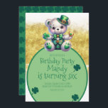 St.Patrick-Day Bear Birthday Guld Grönt Inbjudningar<br><div class="desc">St.Patrick-Day inbjuder med spjutspets</div>
